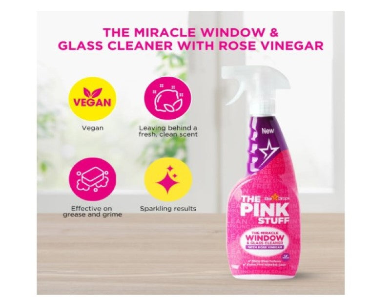 The Pink Stuff Rose Vinegar Window Glass Cleaner Spray 750 ml