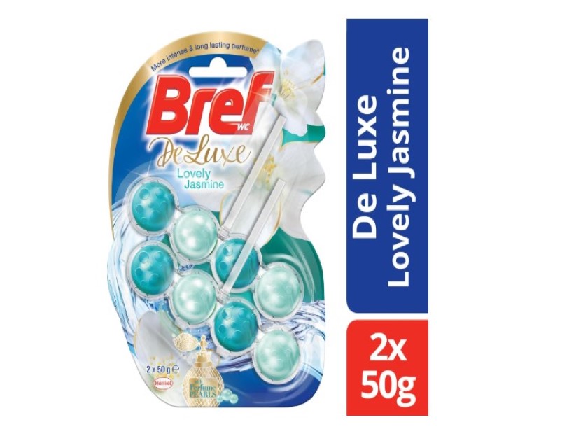 Bref Deluxe Lovely Jasmine Rim Block Toilet Cleaner, 50 g (Pack of 2)