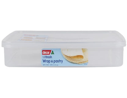 Décor Food Storage Container for Pastry Sheets, Slices and Pita Breads 2.5L,White