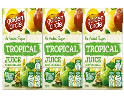 Golden Circle Tropical Fruit Juice Box Poppers Multipack Pear, Apple, Pineapple, Flavours or Preservatives 200ml (Pack of 6)