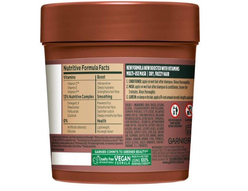 Garnier Fructis, 3-in-1 Hair Mask, Smoothing & Hydrating, Hair Food Macadamia, 390ml