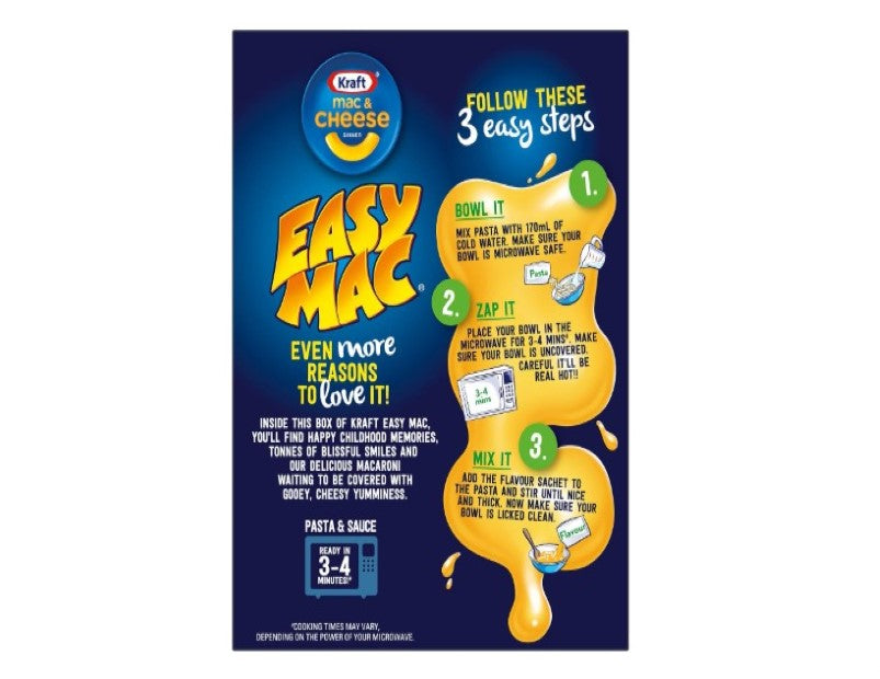 Kraft Mac and Cheese Cheesy Chicken Flavour Pasta Easy Microwaveable Macaroni Instant Pasta Quick Meal 280g