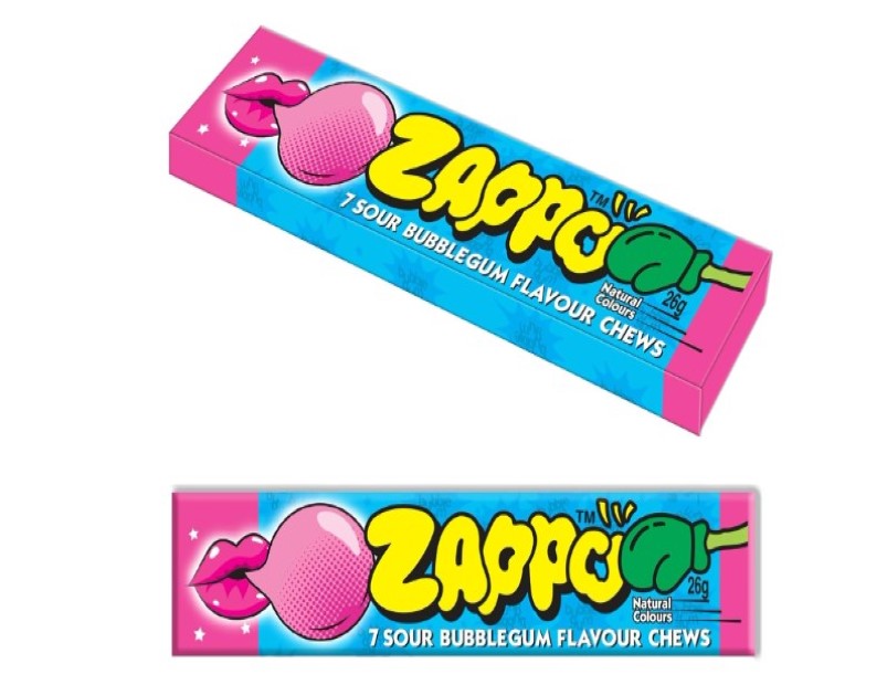 ZAPPO Sour Flavoured Bubblegum Chews - (Bulk Pack of 30 Sticks)