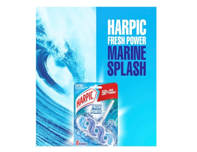 Harpic Fresh Power Toilet Block Cleaner, Marine Splash, 39g