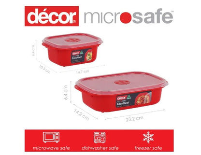 Decor Microsafe Oblong Set, Pack of 5 Pieces, Red