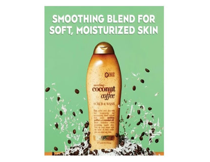 OGX Smoothing + Coconut Coffee Exfoliating Body Scrub with Arabica Coffee & Coconut Oil, Paraben-Free with Sulfate-Free Surfactants