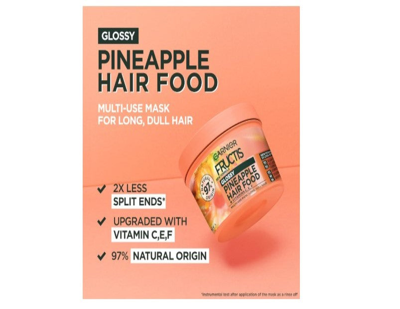 Garnier Fructis Hair Food Glossy Pineapple Multi Use Treatment, Mask For Long Dull Hair, 390ml