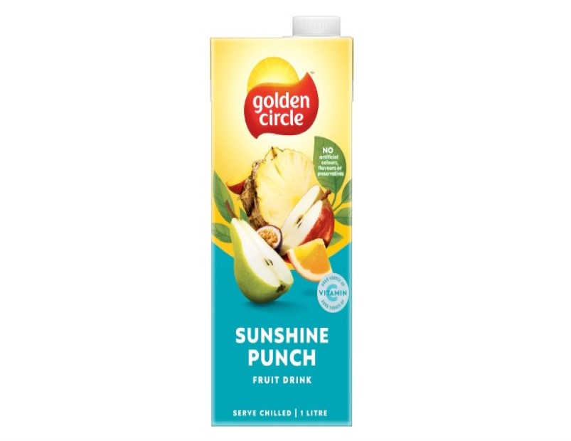 Golden Circle Sunshine Punch Fruit Drink Flavoured Tetra Drink Carton Pear, Apple, Pineapple, Orange, Peach Pure,, Flavours or Preservatives 1L