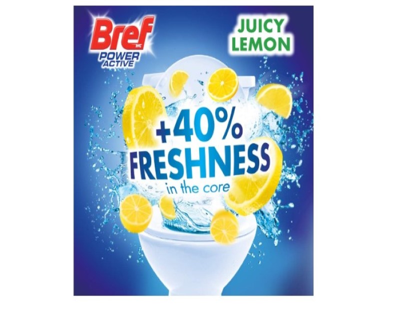 Bref Power Active Juicy Lemon, Rim Block Toilet Cleaner, 2x50g