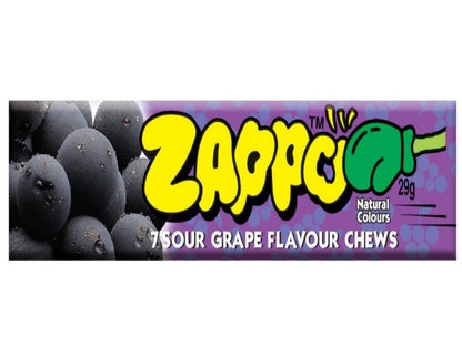 ZAPPO Sour Grape Flavoured Chews - (Bulk Pack of 30 Sticks) | AU