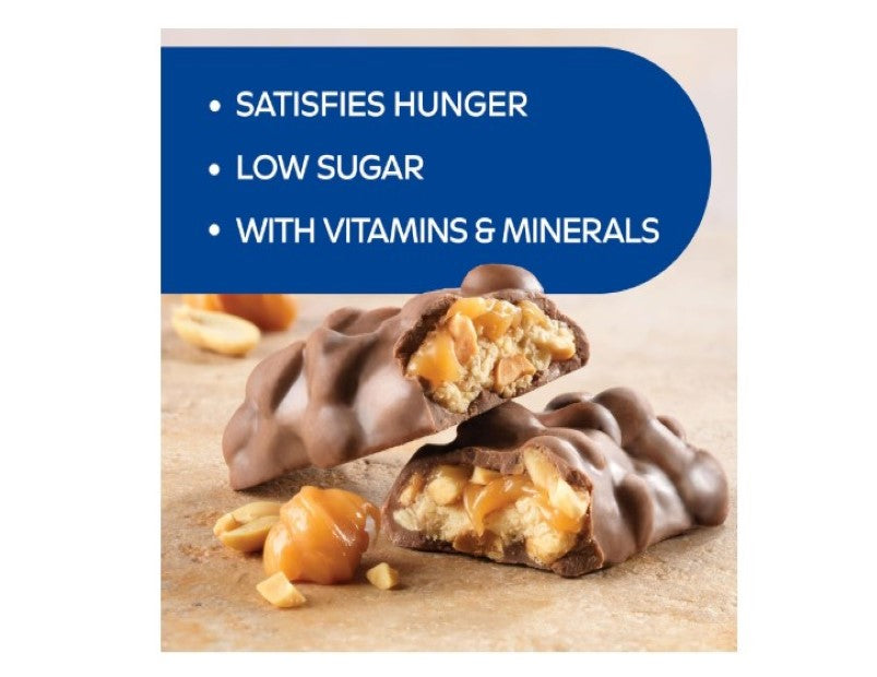 Atkins Caramel Chocolate Nut Roll Snack Bar - High in Fibre, Low Sugar, Protein Snack, 5 Pack