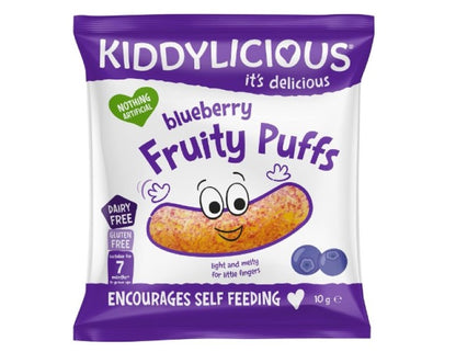 Kiddylicious Gluten-Free Blueberry Fruity Puffs, 10g (Pack of 6)