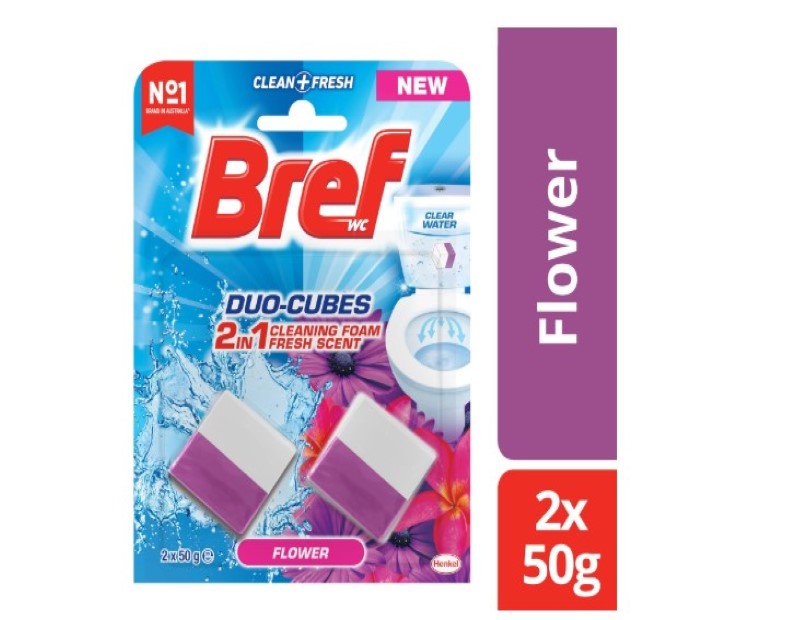 Bref Duo Cubes Toilet Cleaner Block In Flower 100g