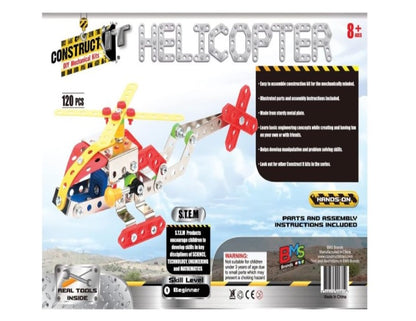 Construct IT Helicopter - 120 Piece Helicopter Construction Kit - STEM Toys for 8+ Year Olds - Build Your Own Metal Helicopter