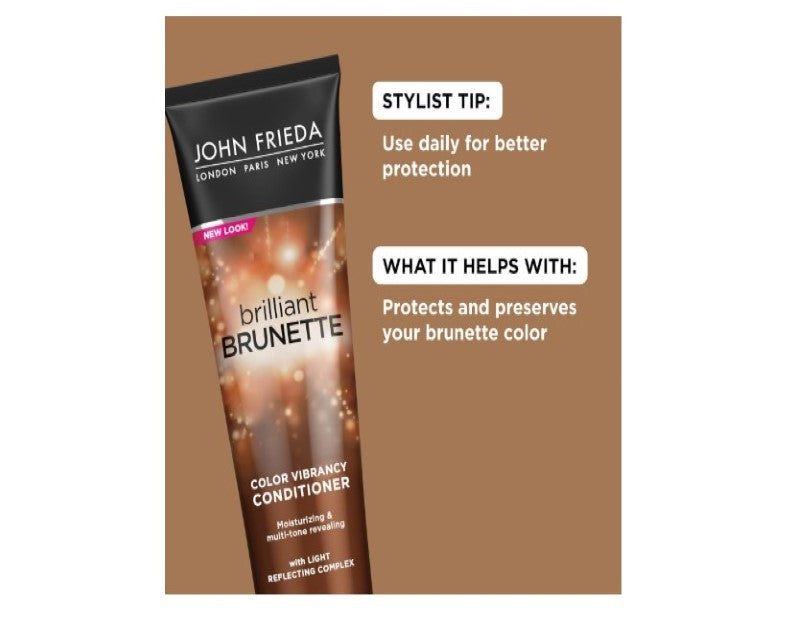 John Frieda Brilliant Brunette Colour Protecting Moisturising Conditioner, 8.45 oz, 250 ml