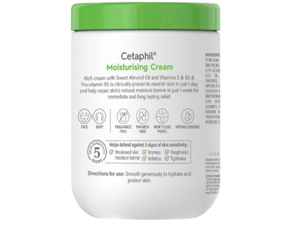 CETAPHIL Moisturising Cream 550g, Hydrating Moisturiser For Dry To Very Dry, Sensitive Skin, Dermatologist Tested