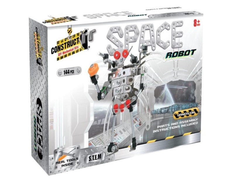 Construct IT Space Robot - 144 Piece Robot Construction Kit- Build Your Own Metal Space Robot