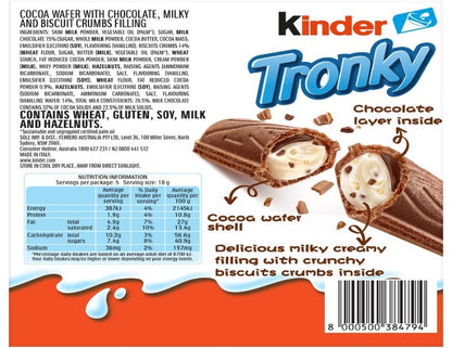 Kinder Tronky Creamy Chocolate Wafer Biscuit Multipack 5 Pieces 90g - 2 Pack