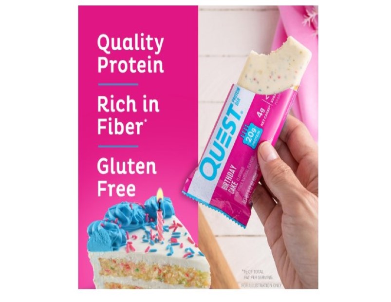 Quest Nutrition Birthday Cake Protein Bar, High Protein, Low Carb, Keto Friendly, 12 Count