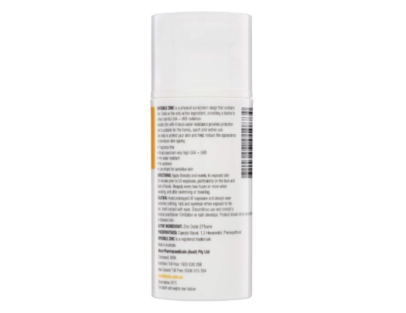 Invisible Zinc SPF50+ 4 Hours Water Resistant Sunscreen, 100ml