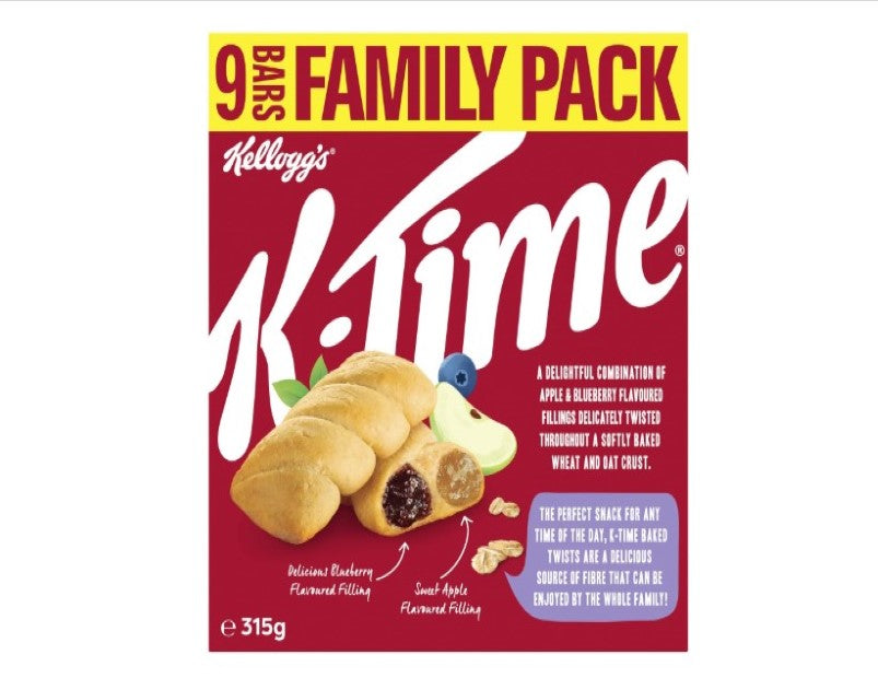 Kellogg's K-Time Baked Twists Apple and Blueberry Flavoured Snack Bars, 9-pack