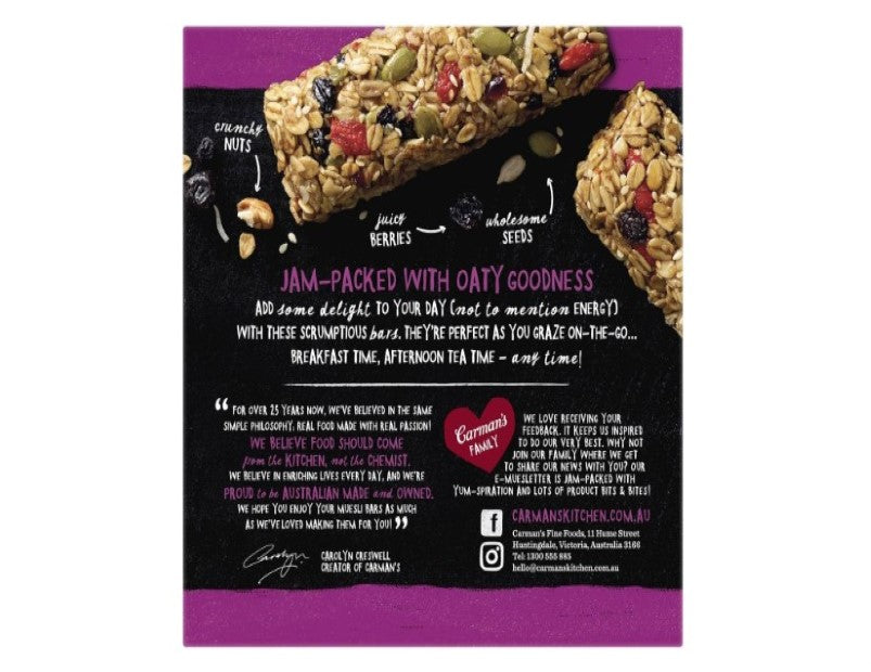 Carman's Muesli Bar Super Berry, 6-pack (270g)