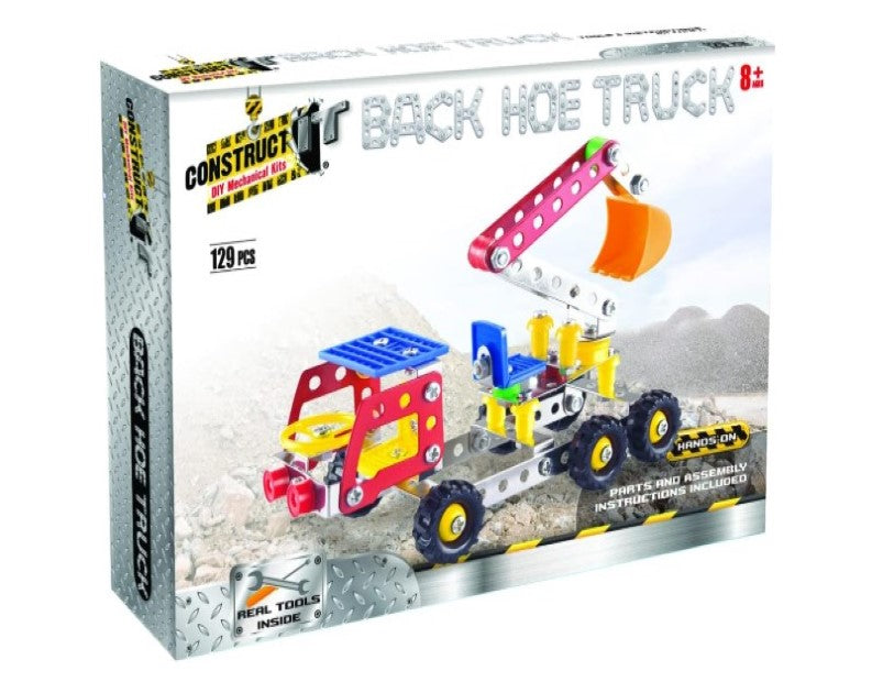 Construct IT Hoe Truck - 129 Piece Hoe Truck Construction Kit - STEM Toys for 8+ Year Olds - Build Your Own Metal Hoe Truck