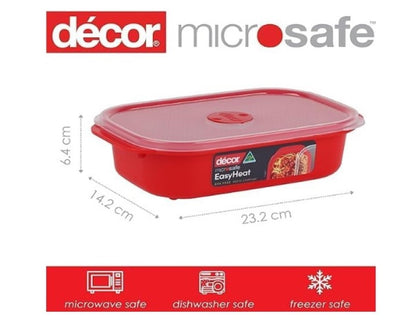 Decor Microsafe Oblong Storage Containe, Pack of 3 Pieces, 900ml Capacity, Assorted