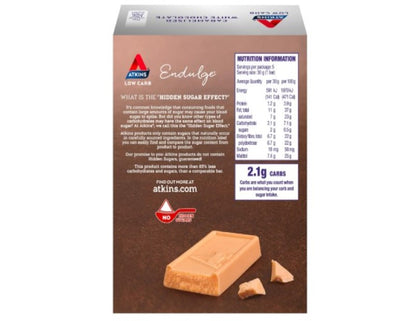 Atkins Endulge Caramelised White Chocolate Bars | Keto Friendly Bars | 5 x 30g Low Carb White Caramel Chocolate Bars | Low Carb, Low Sugar, High Fibre | 5 Bar Pack