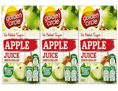 Golden Circle Apple Fruit Juice Box Poppers Multipack Apple Juice No Added Sugar No Artificial Colours, Flavours or Preservatives 200ml (Pack of 6)