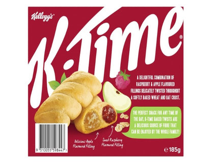 Kellogg's K-Time Baked Twists, Raspberry and Apple Flavour Snack Bars, 185g, 5 Count (Pack of 1)