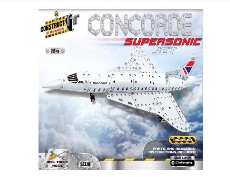 Construct IT Aero Concorde Construction Set - 255 Pieces Concorde  - Build Your Own Supersonic Aircraft- Construction Toys for Boys Age 8-12