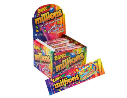 ZAPPO Millions Rainbow Chewy Sweets - (Bulk Pack of 24 x 75g)