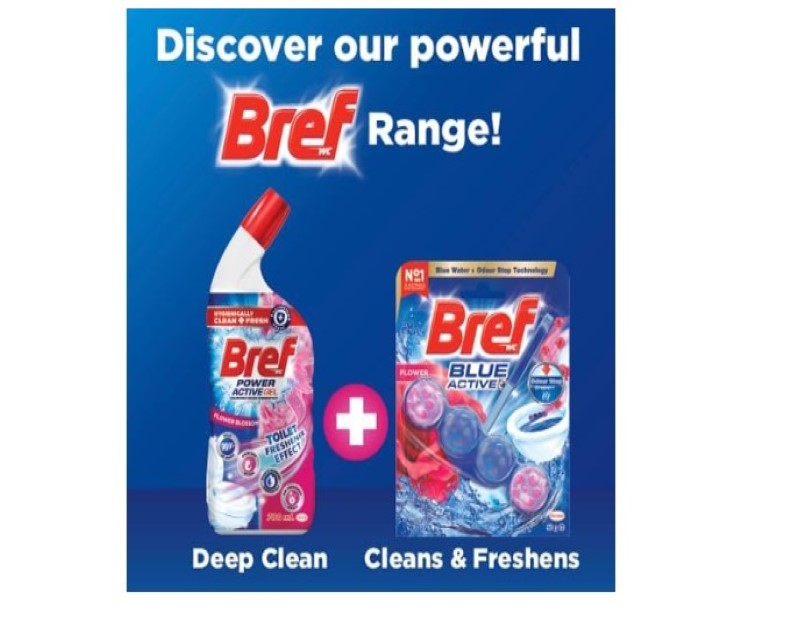 Bref Blue Active Flower Blossom, Rim Block Toilet Cleaner, 2x50g, 100 Grams