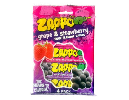 ZAPPO Sour Grape & Strawberry Chews - 4 Pack (116g)