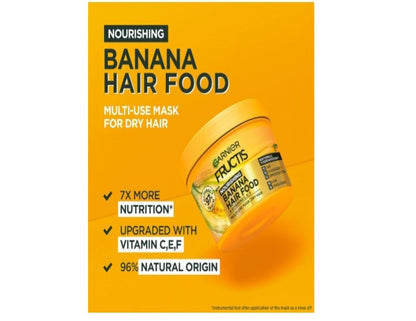 Garnier Fructis, 3-in-1 Hair Mask, Hydrating & Softening, Hair Food Banana, 390ml