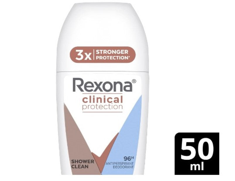 Rexona Clinical Protection Antiperspirant Deodorant Roll On, Shower Clean, 50ml