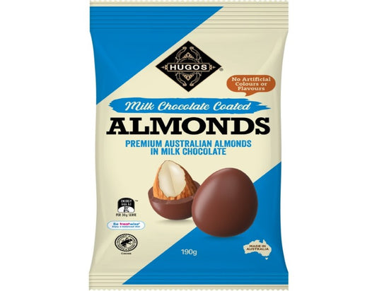 Hugos Milk Chocolate Coated Almonds 190g - 3 Pack