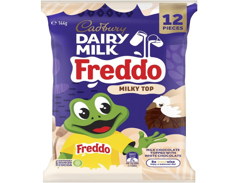 Cadbury Dairy Milk Freddo Milky Top Chocolate Sharepack 12 Pieces 144g - 2 Pack