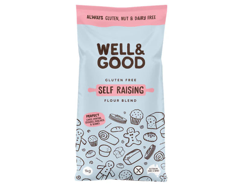 Well & Good Gluten Free Self Raising Flour Blend 1kg - 2 Pack