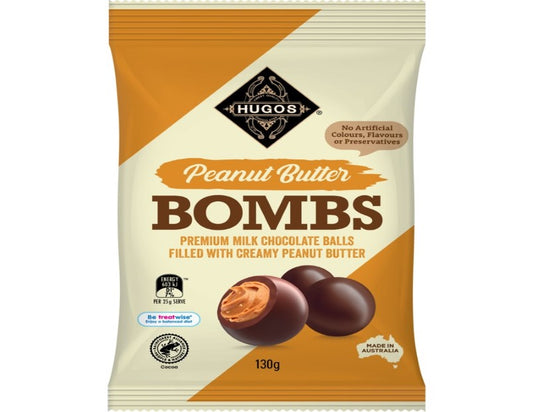 Hugos Milk Chocolate Peanut Butter Bombs 130g - 2 Pack