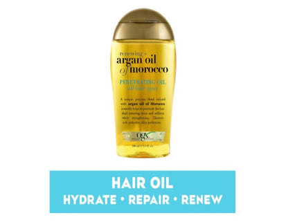 Ogx Renewing + Hydrating & Shine Argan Oil of Morocco Penetrating Hair Oil For Dry & Heat Styled Hair 100mL|Moisturize,revive & create softness &strength