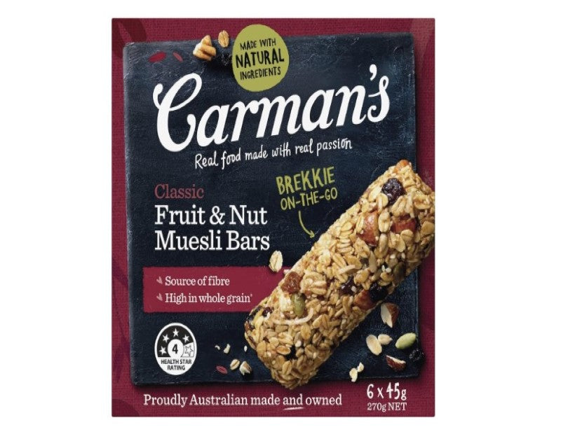 Carman's Muesli Bar Classic Fruit & Nut, 6-pack (270g)