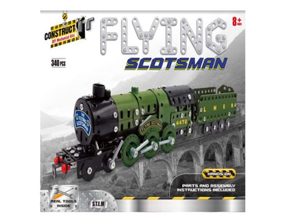 Construct IT Flying Scotsman Train - 340 Piece Construction Kit - STEM Toys for 8+ Year Olds - Build Your Own Metal Flying Scotsman Train