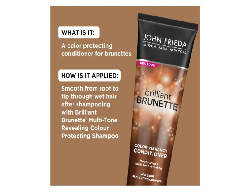 John Frieda Brilliant Brunette Colour Protecting Moisturising Conditioner, 8.45 oz, 250 ml