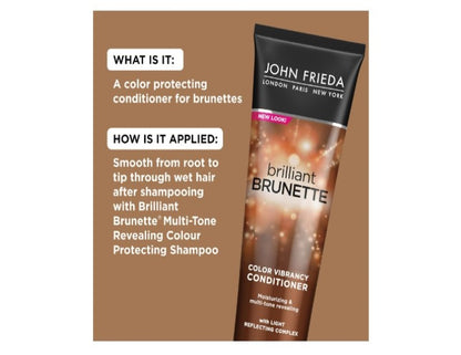 John Frieda Brilliant Brunette Colour Protecting Moisturising Conditioner, 8.45 oz, 250 ml