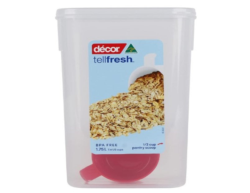 Decor Tellfresh Tall Oblong Food Storer, 1.75 Litre Capacity, Transparent