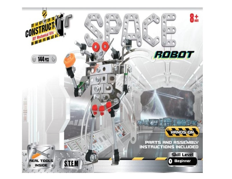 Construct IT Space Robot - 144 Piece Robot Construction Kit- Build Your Own Metal Space Robot