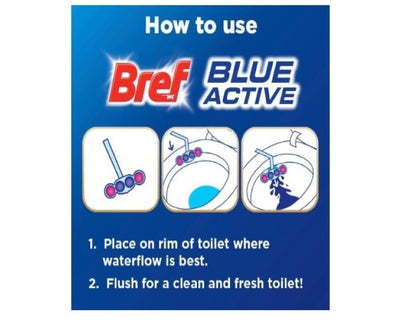 Bref Blue Active Flower Blossom, Rim Block Toilet Cleaner, 2x50g, 100 Grams