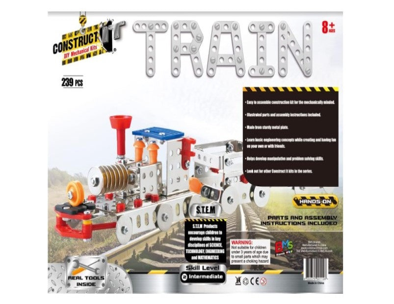 Construct IT Train - 239 Piece Train Construction Kit - Build Your Own Metal Train - STEM for Kids Ages 8-12